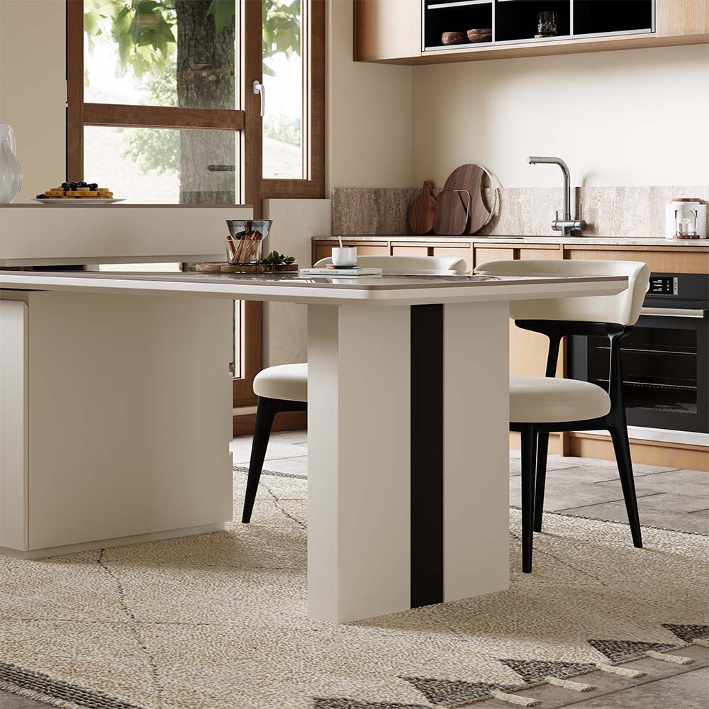 White Sintered Stone Kitchen Island