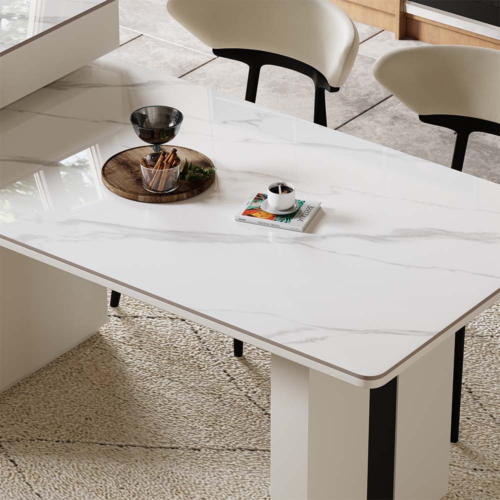 White Sintered Stone Kitchen Island