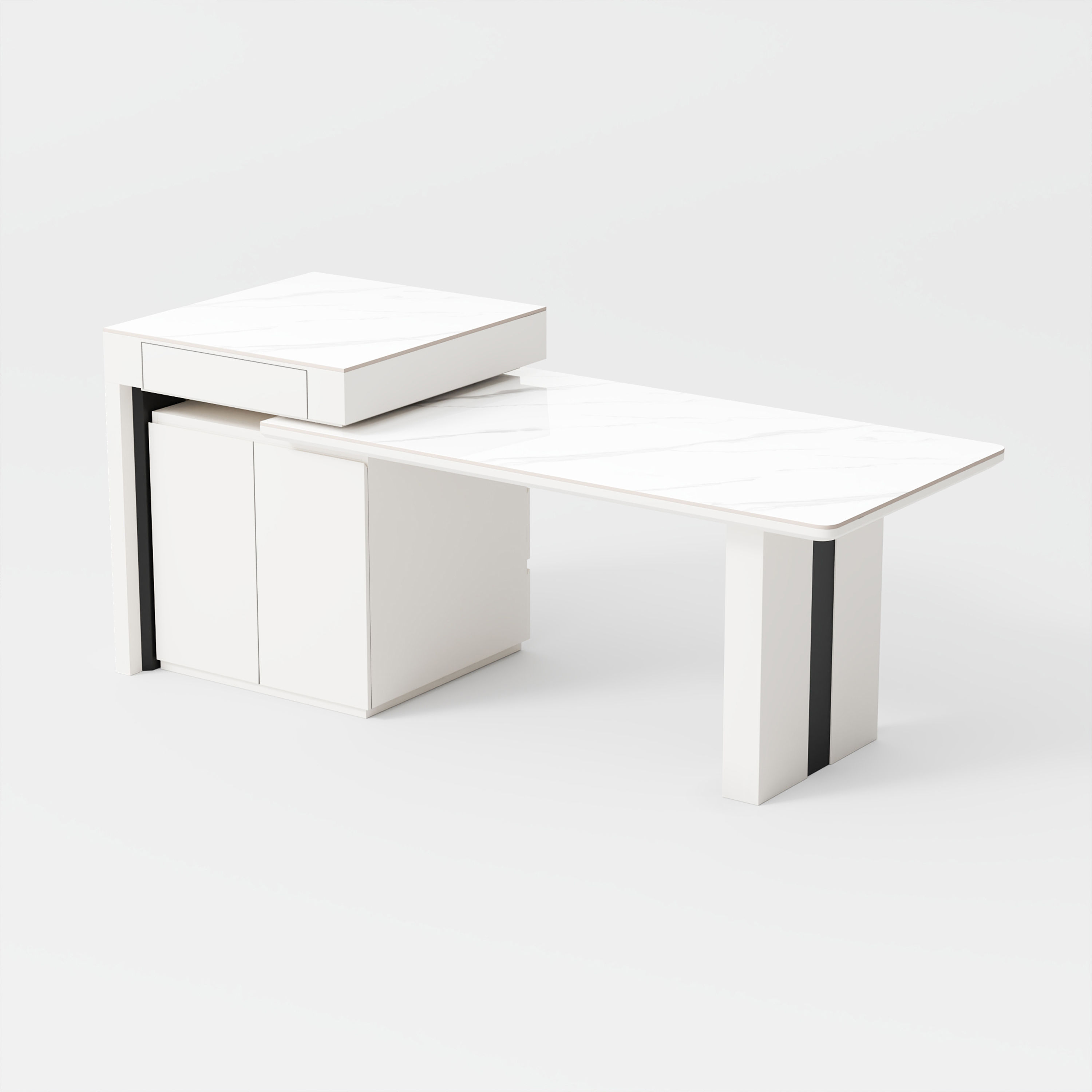 White Sintered Stone Kitchen Island