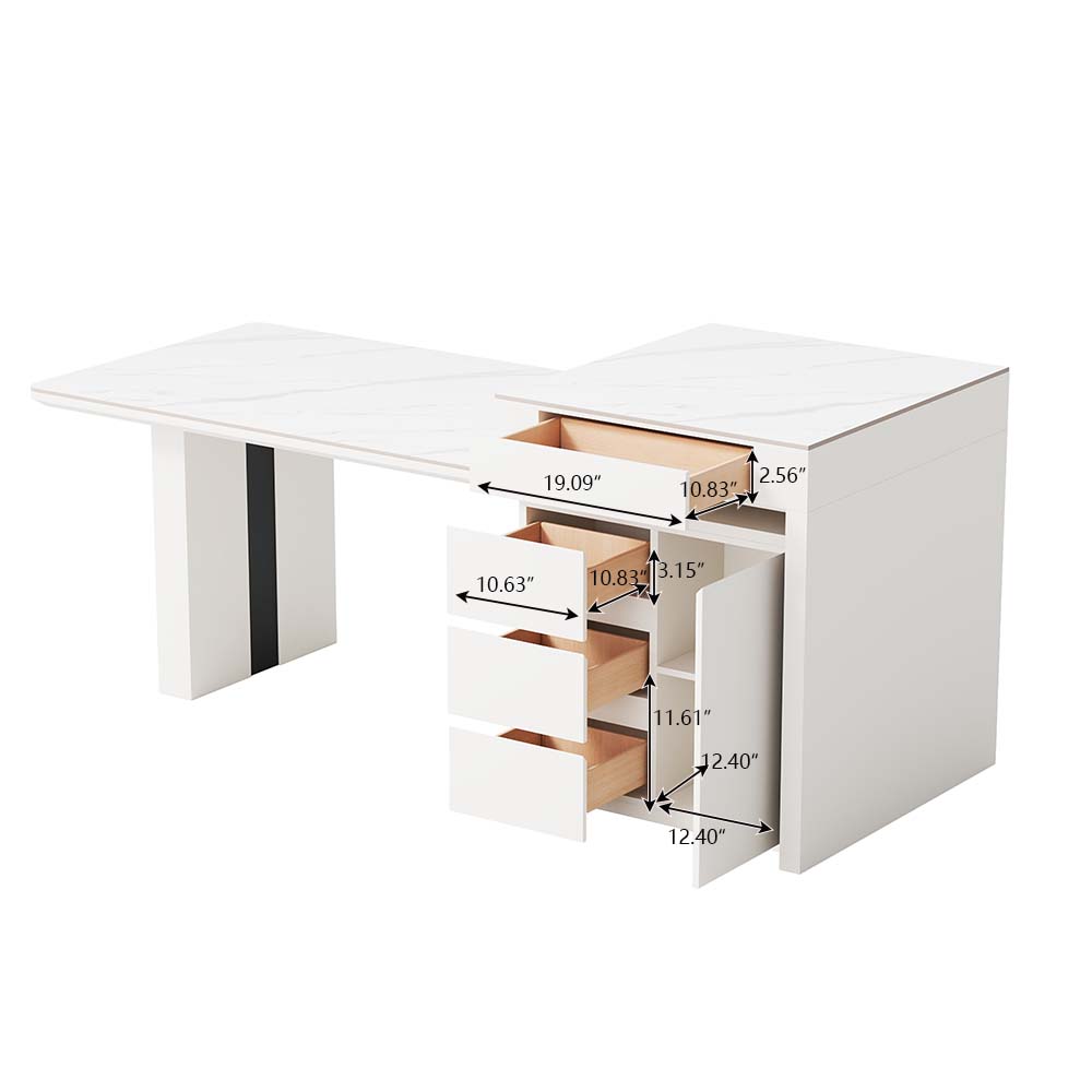 White Sintered Stone Kitchen Island