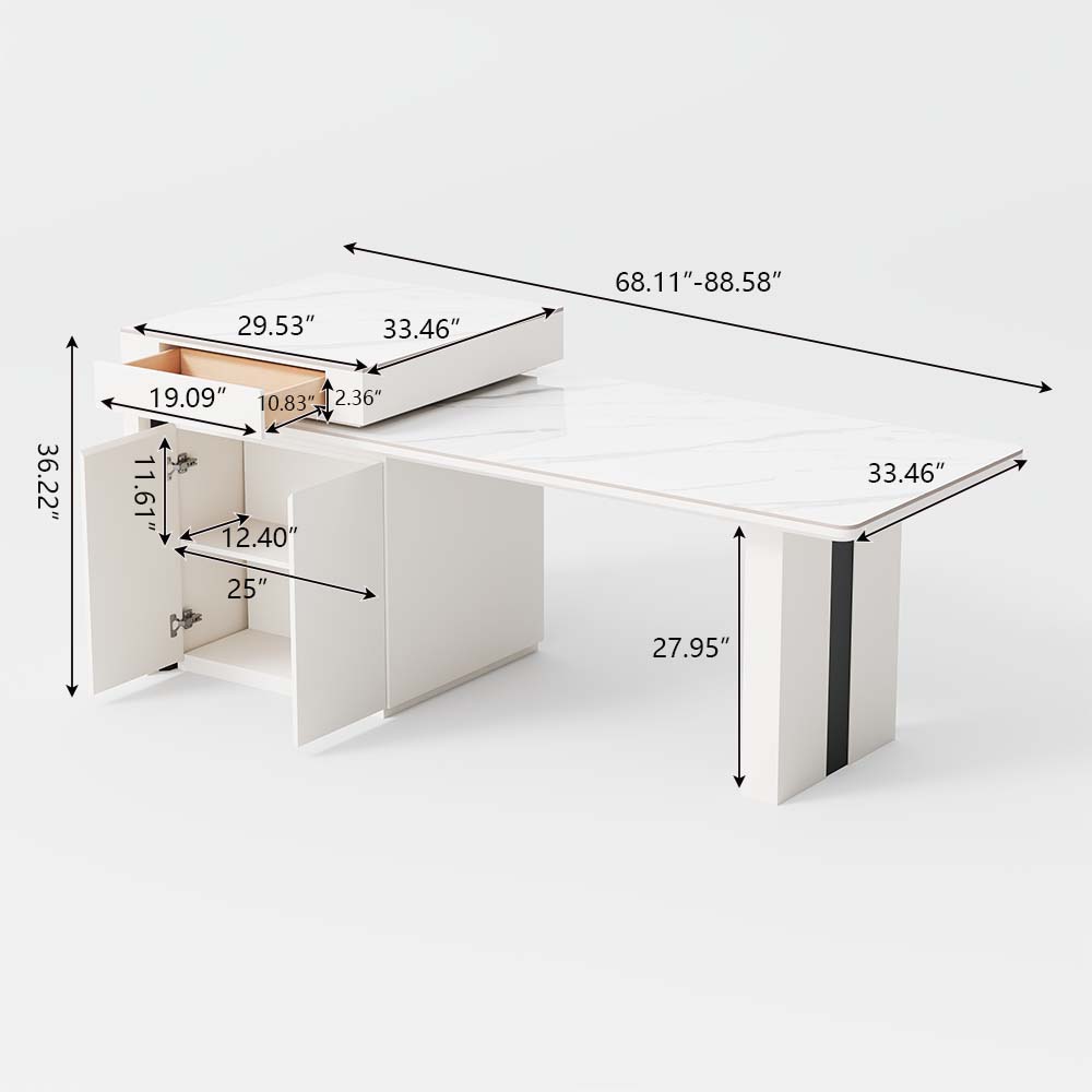White Sintered Stone Kitchen Island