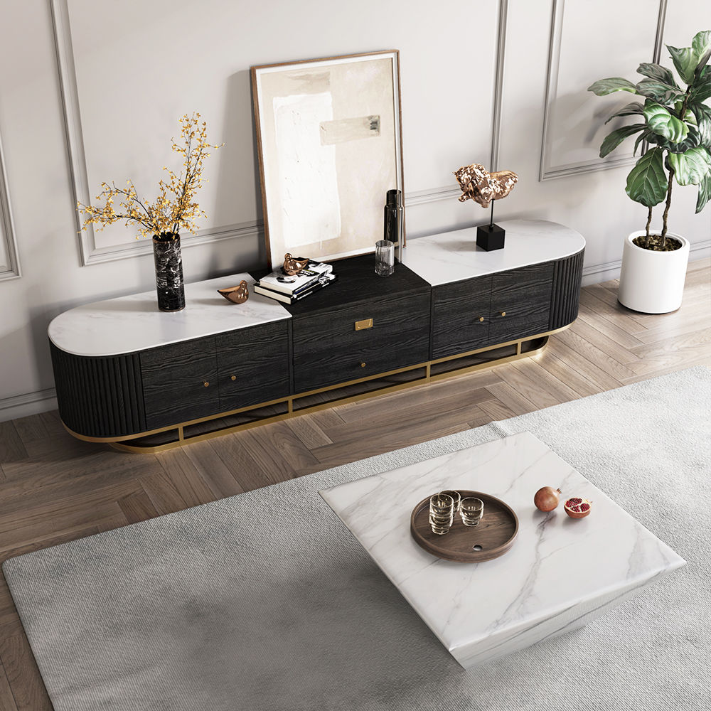 White & Black Sintered Stone Living Room Set