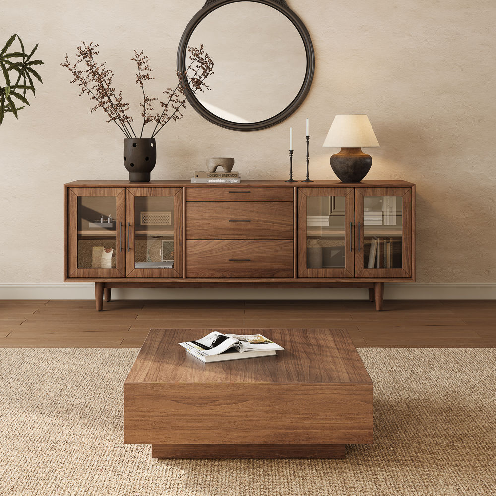 Walnut Color MDF Living Room Set