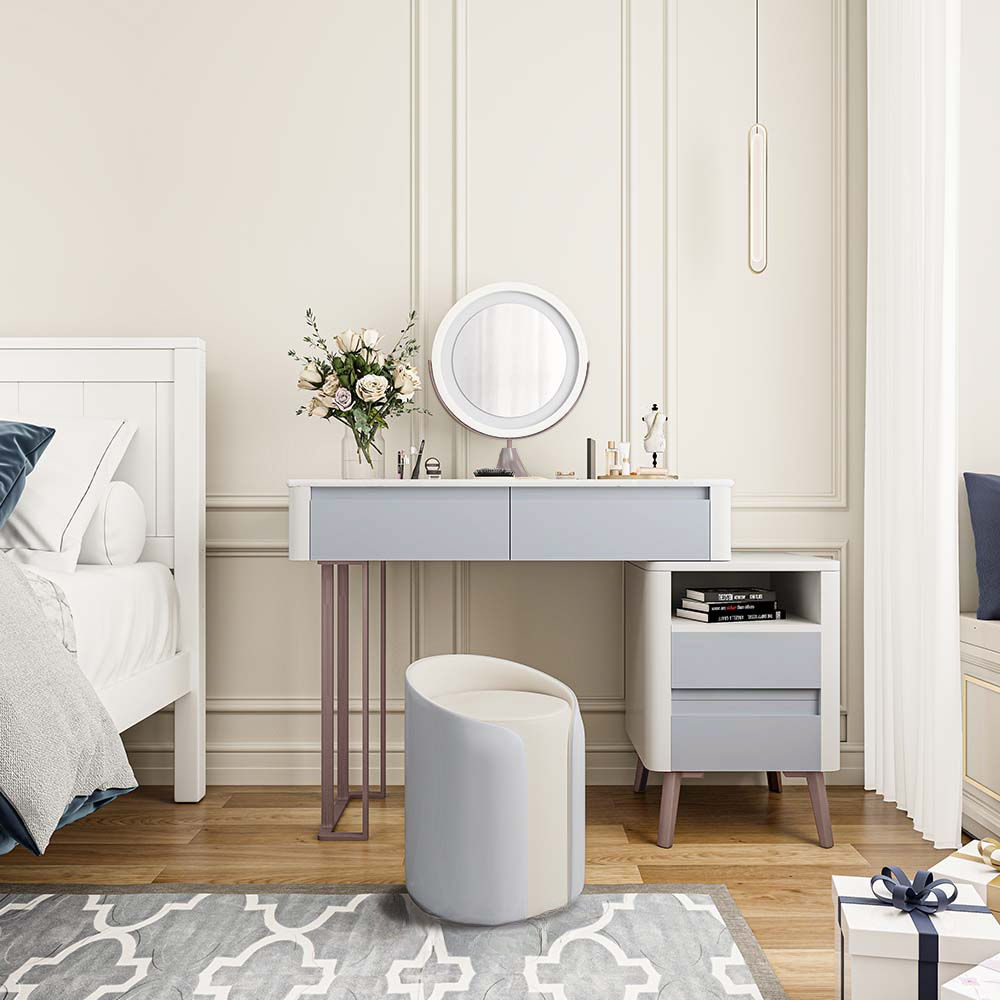 Modern Minimalist White & Gray MDF Makeup Vanities