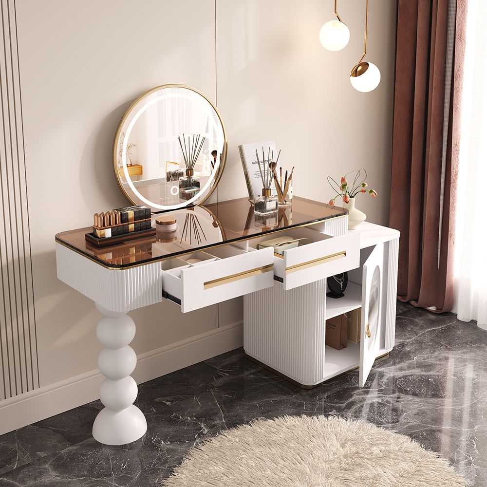 with Chairs White MDF Makeup Vanities