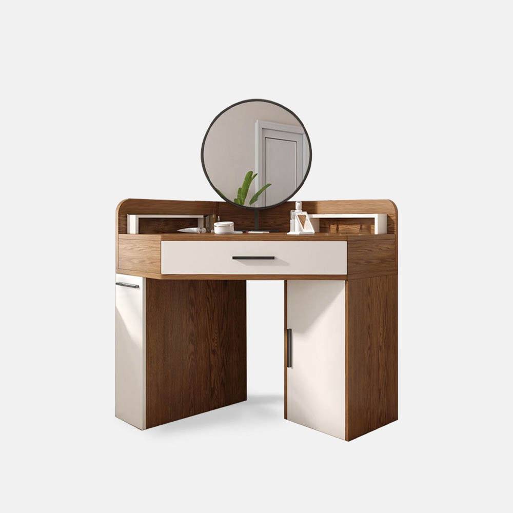 without Chairs Walnut MDF Makeup Vanities