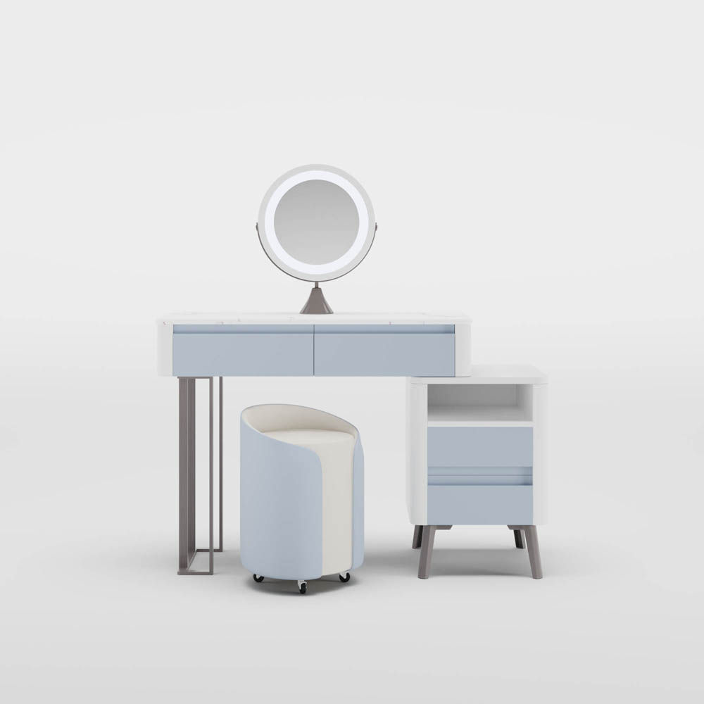 with Chairs White & Gray MDF Makeup Vanities