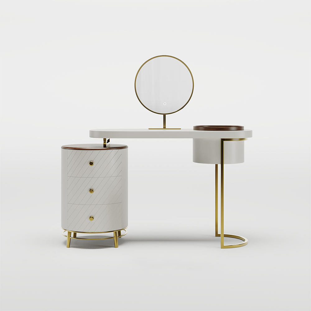 with Side Cabinet White MDF Makeup Vanities