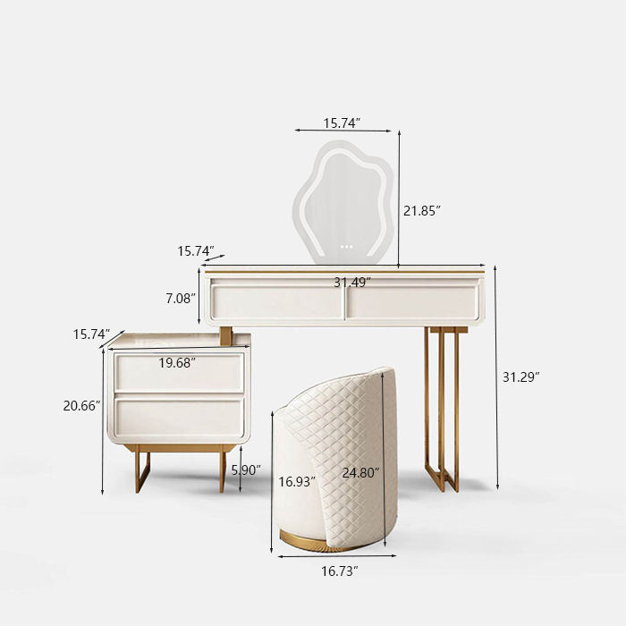 Metal Leg Beige MDF Makeup Vanities