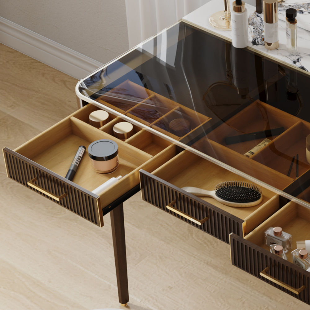 Metal Leg Walnut MDF Makeup Vanities