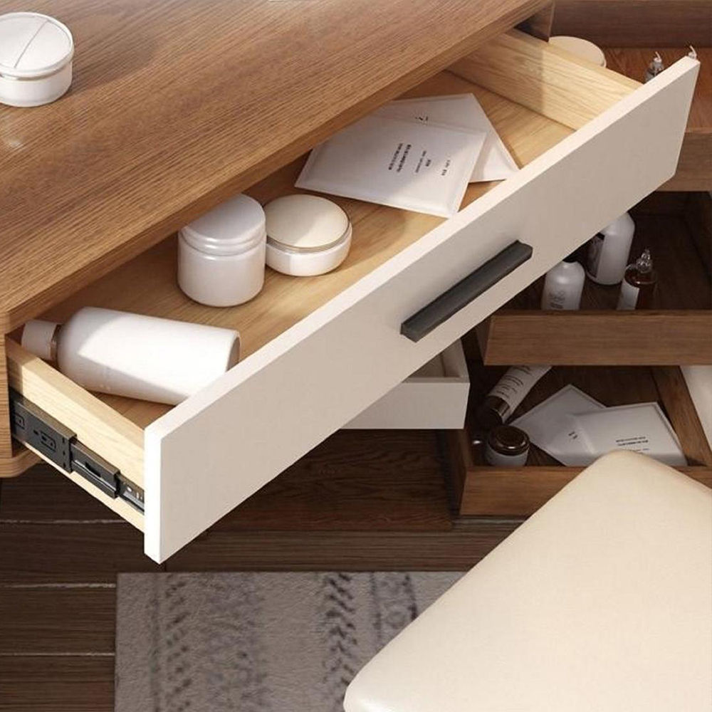 without Chairs Walnut MDF Makeup Vanities