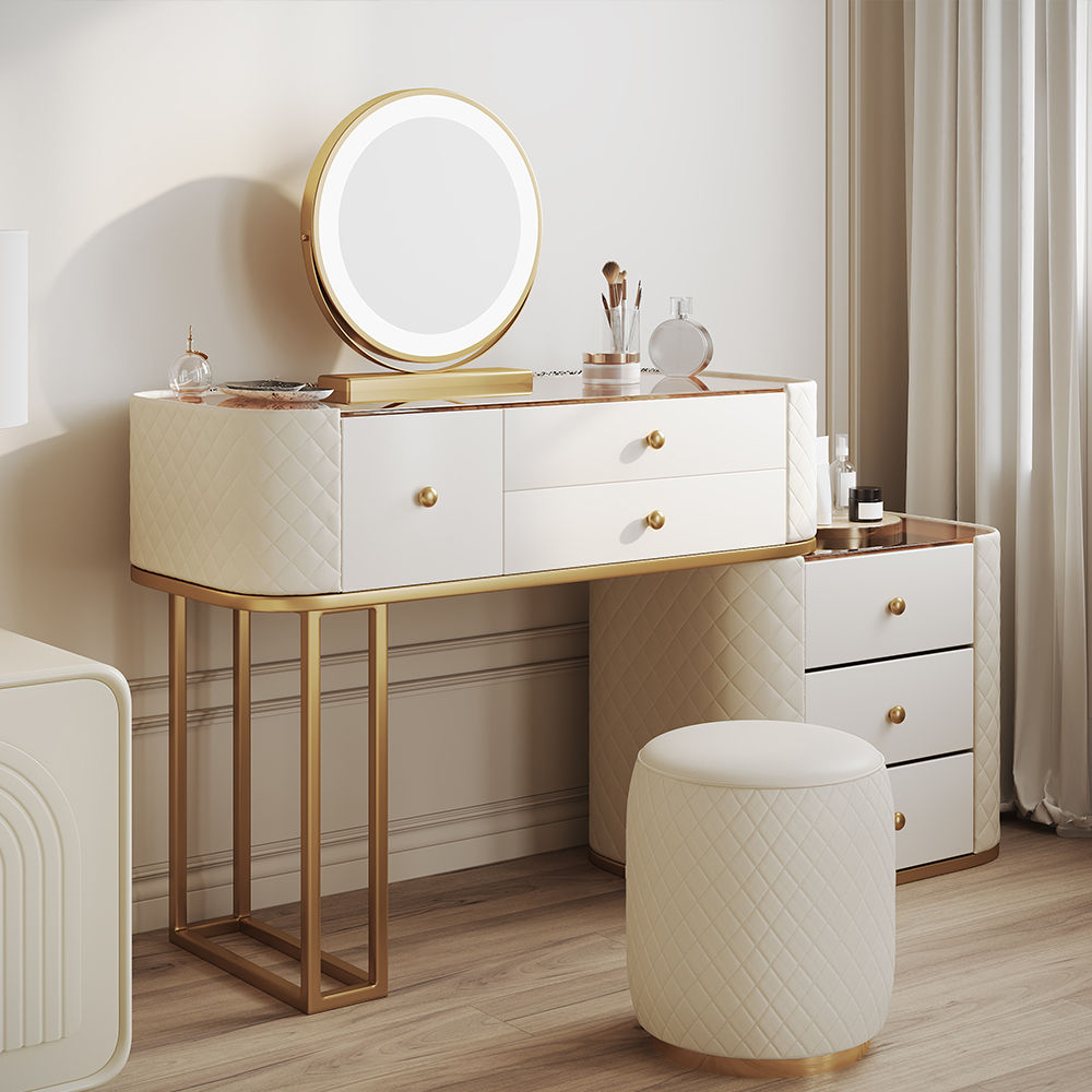 with Light Beige MDF Makeup Vanities