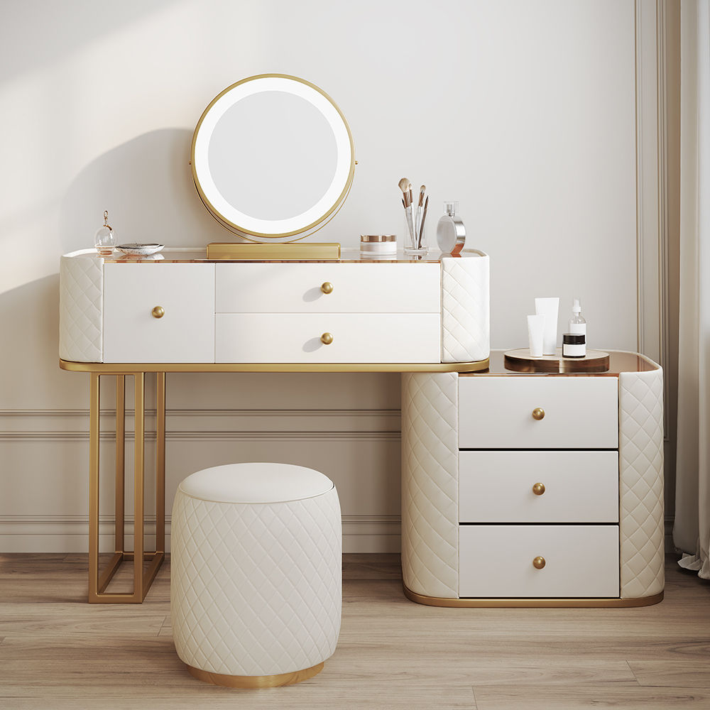 with Light Beige MDF Makeup Vanities