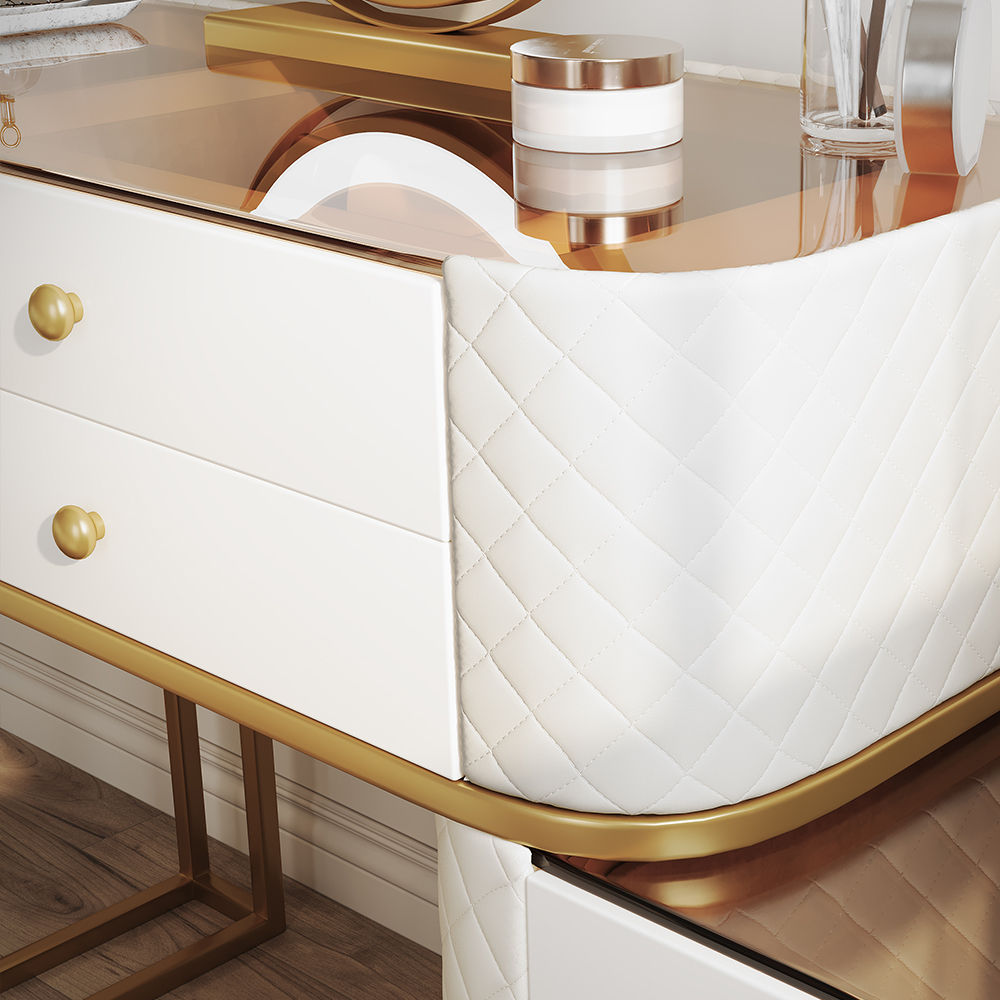 with Light Beige MDF Makeup Vanities