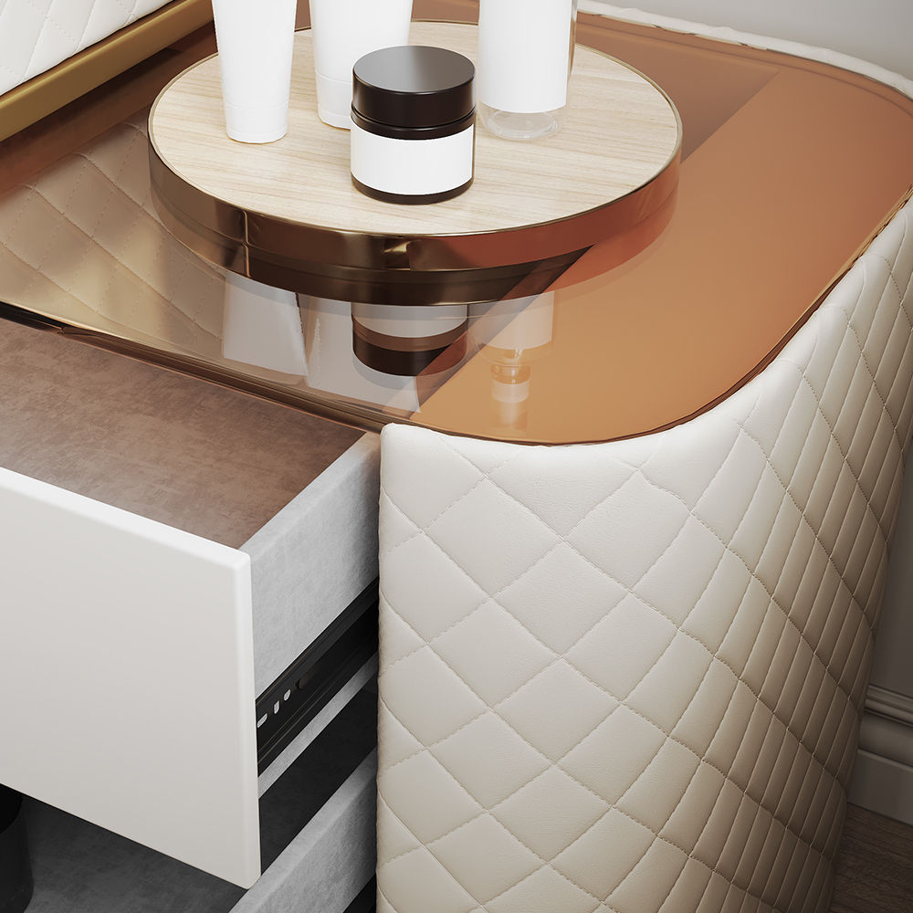 with Chairs Beige MDF Makeup Vanities