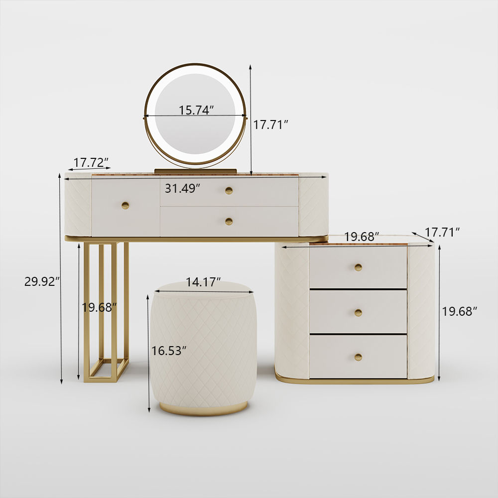 with Light Beige MDF Makeup Vanities