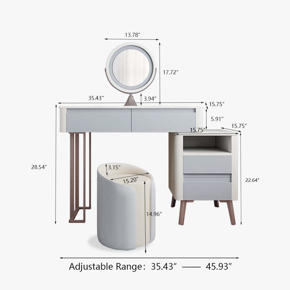 with Side Cabinet White & Gray MDF Makeup Vanities