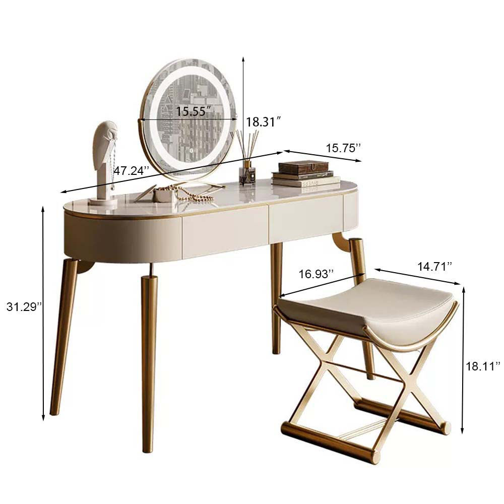 Khaki Sintered Stone Makeup Vanities