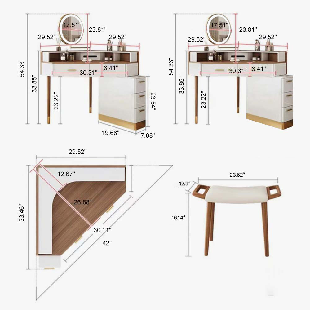 Light Wood MDF Makeup Vanities