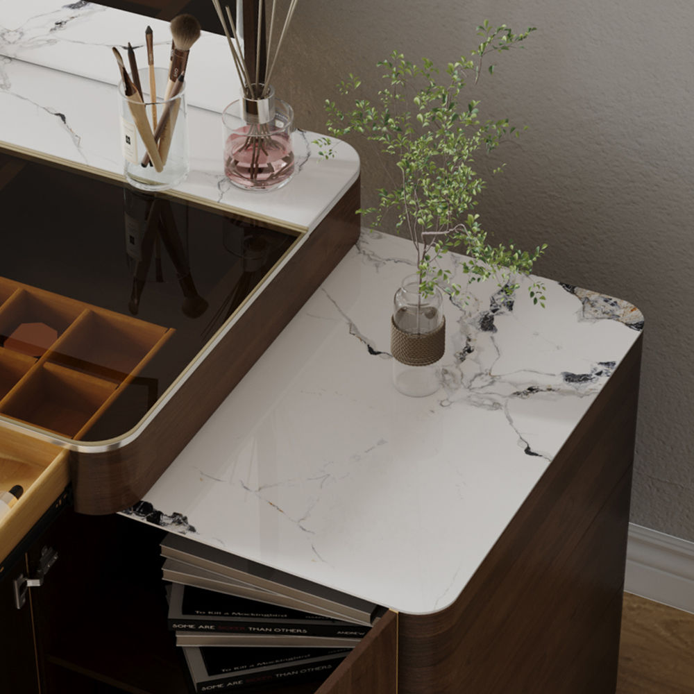 Metal Leg Walnut MDF Makeup Vanities