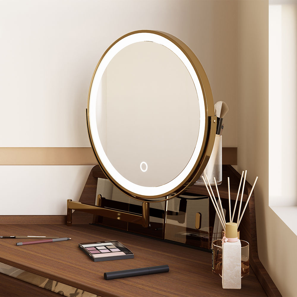 Solid Wood Leg Walnut MDF Makeup Vanities