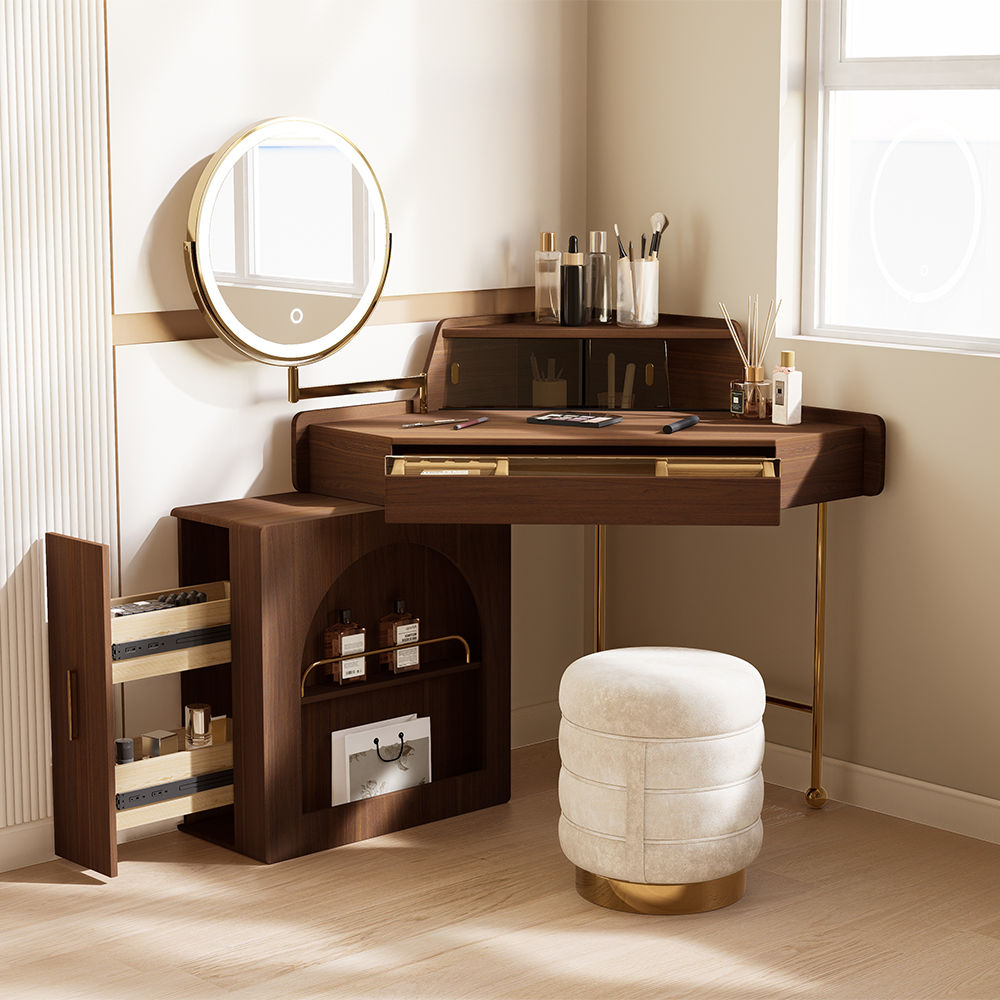 with Drawers Walnut MDF Makeup Vanities