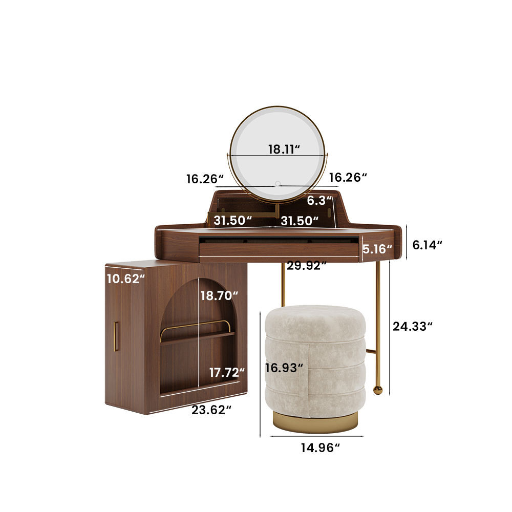 with Drawers Walnut MDF Makeup Vanities
