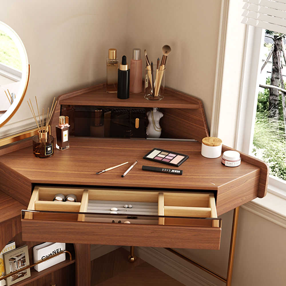 with Storage Walnut MDF Makeup Vanities