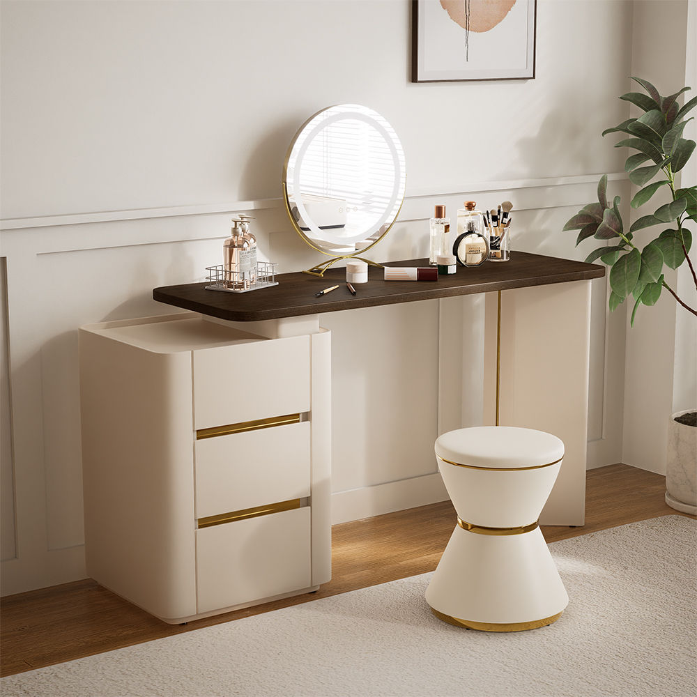 On the Ground Beige MDF Makeup Vanities