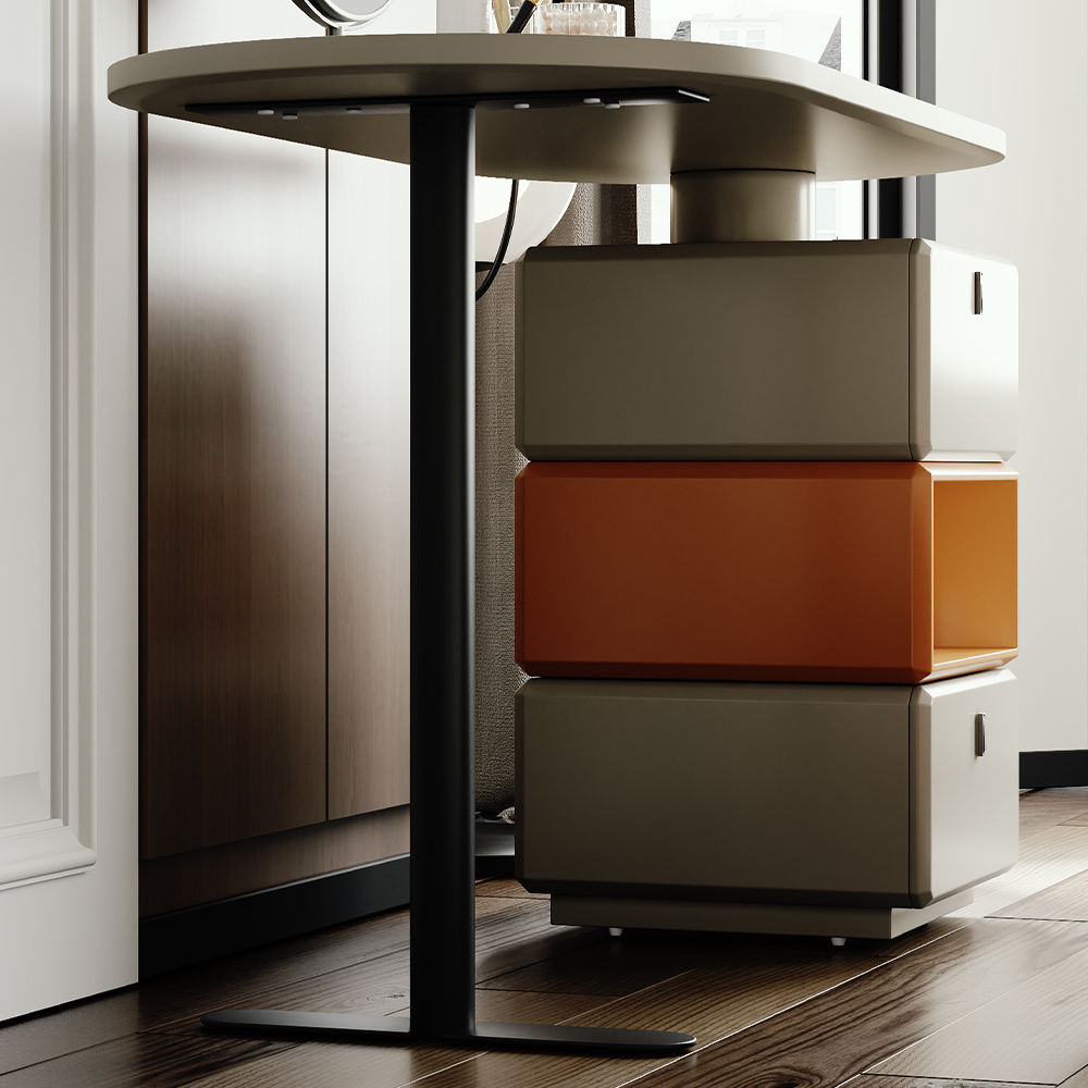 with Drawers Gray MDF Makeup Vanities