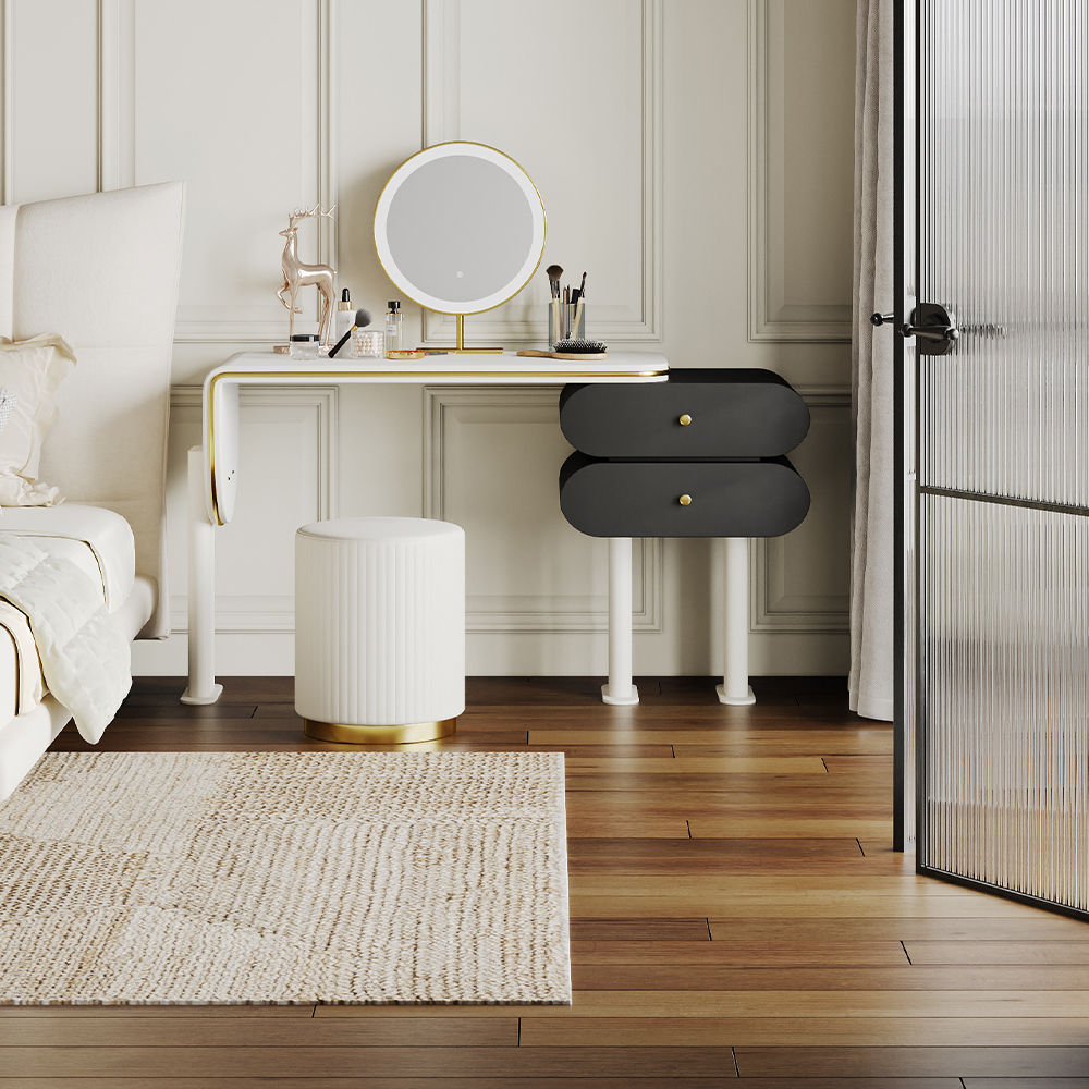 Modern Minimalist White & Black Plywood Makeup Vanities