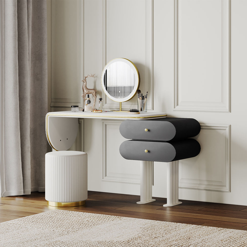with Storage White & Black Plywood Makeup Vanities