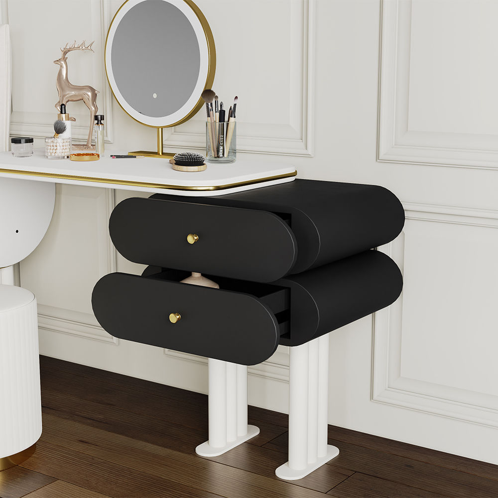 Partly Assemble White & Black Plywood Makeup Vanities