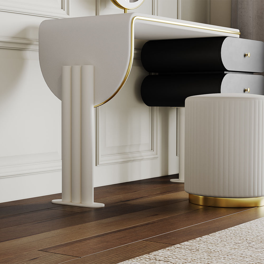 Partly Assemble White & Black Plywood Makeup Vanities