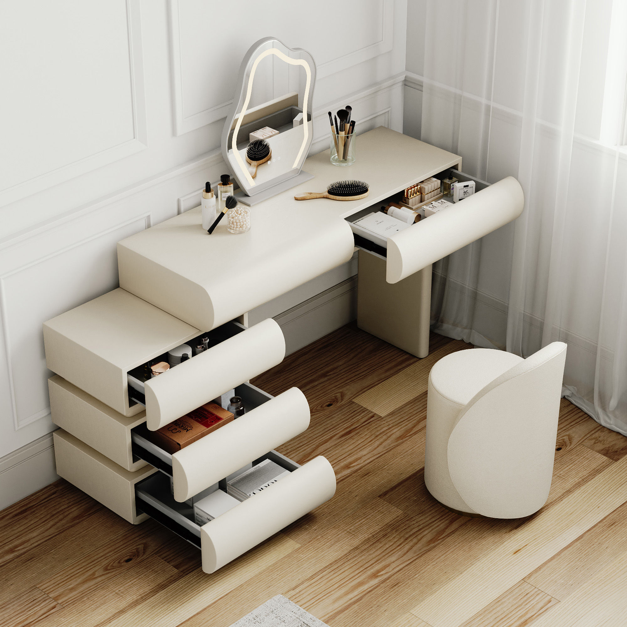 with Storage White Wood Makeup Vanities