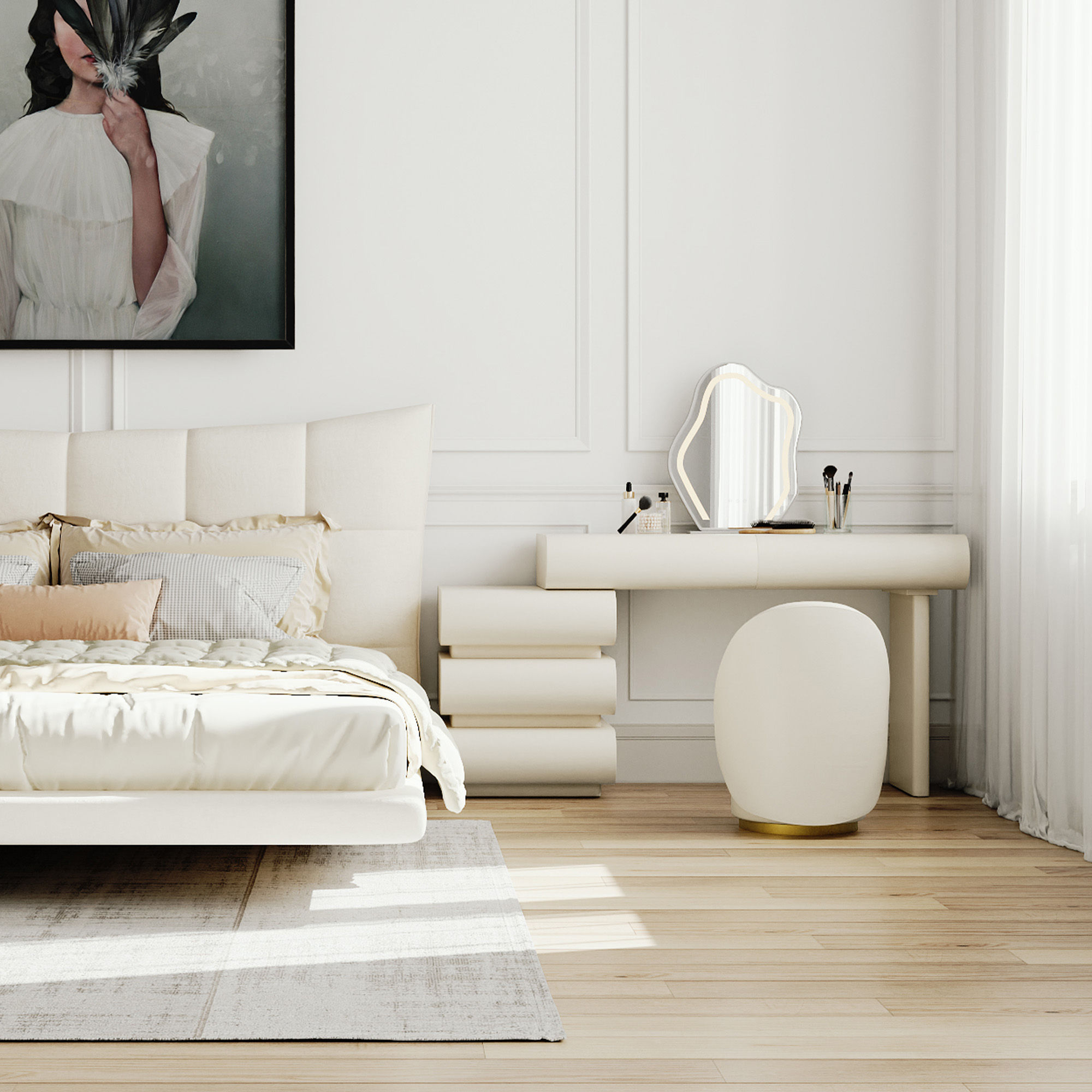 Modern White Wood Makeup Vanities