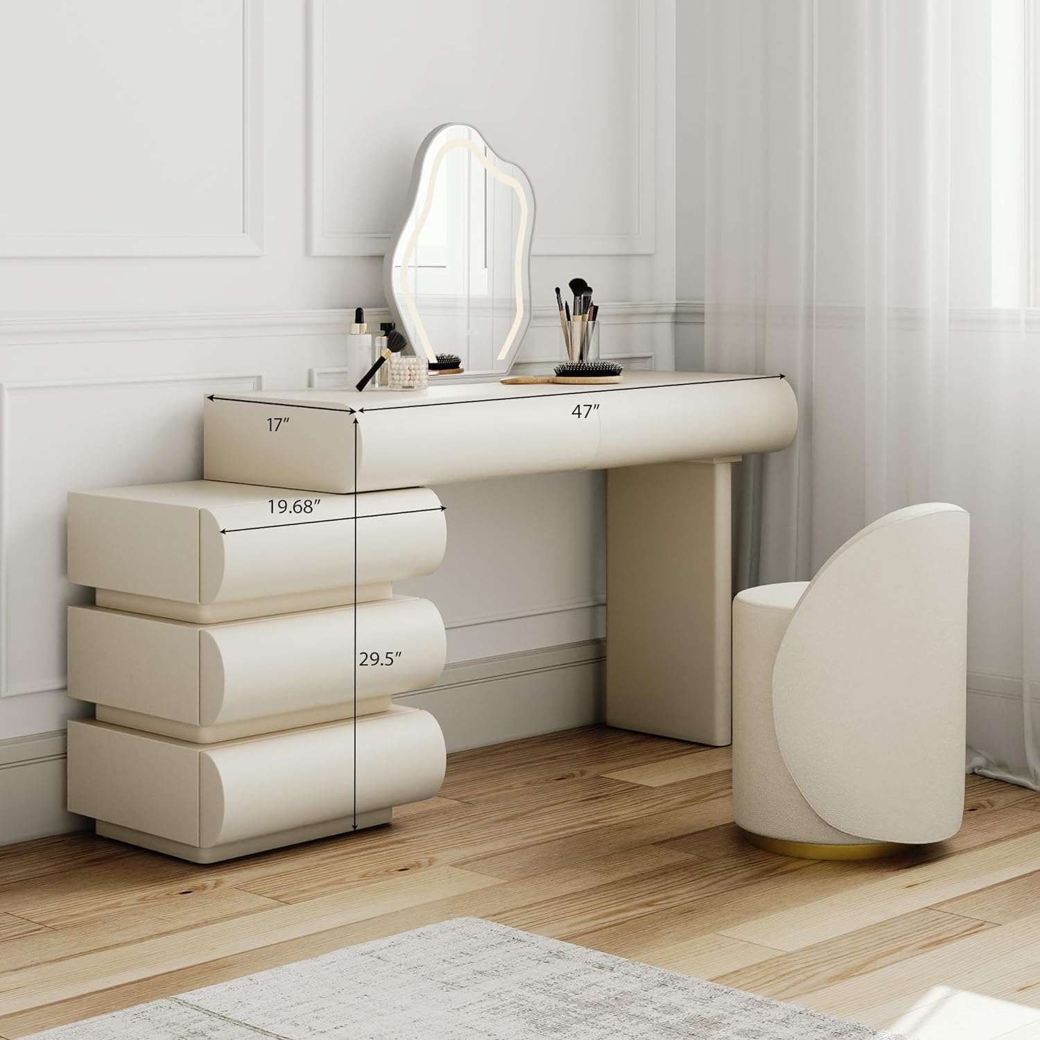 with Drawers White Wood Makeup Vanities