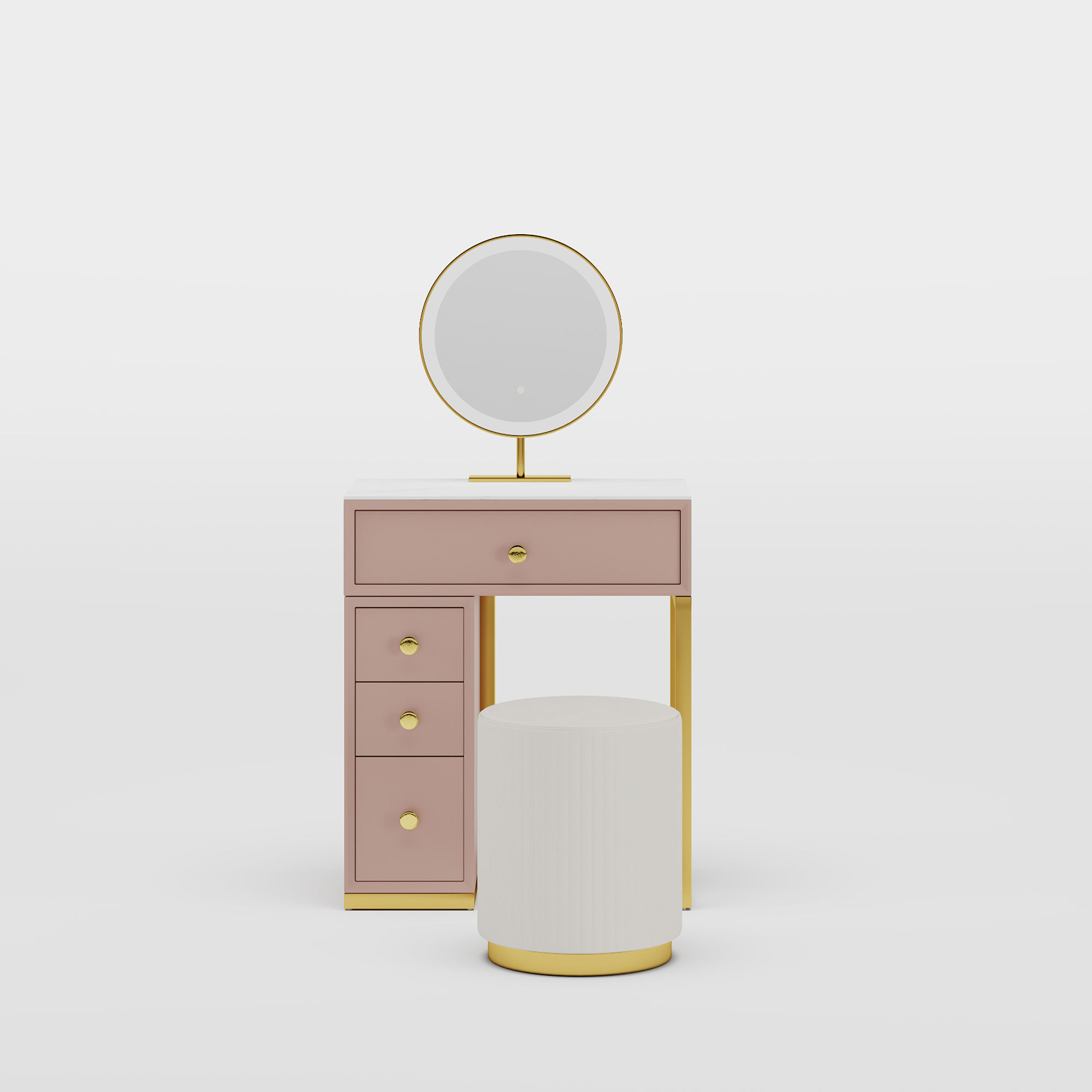 with Chairs Pink Matte Sintered Stone Makeup Vanities