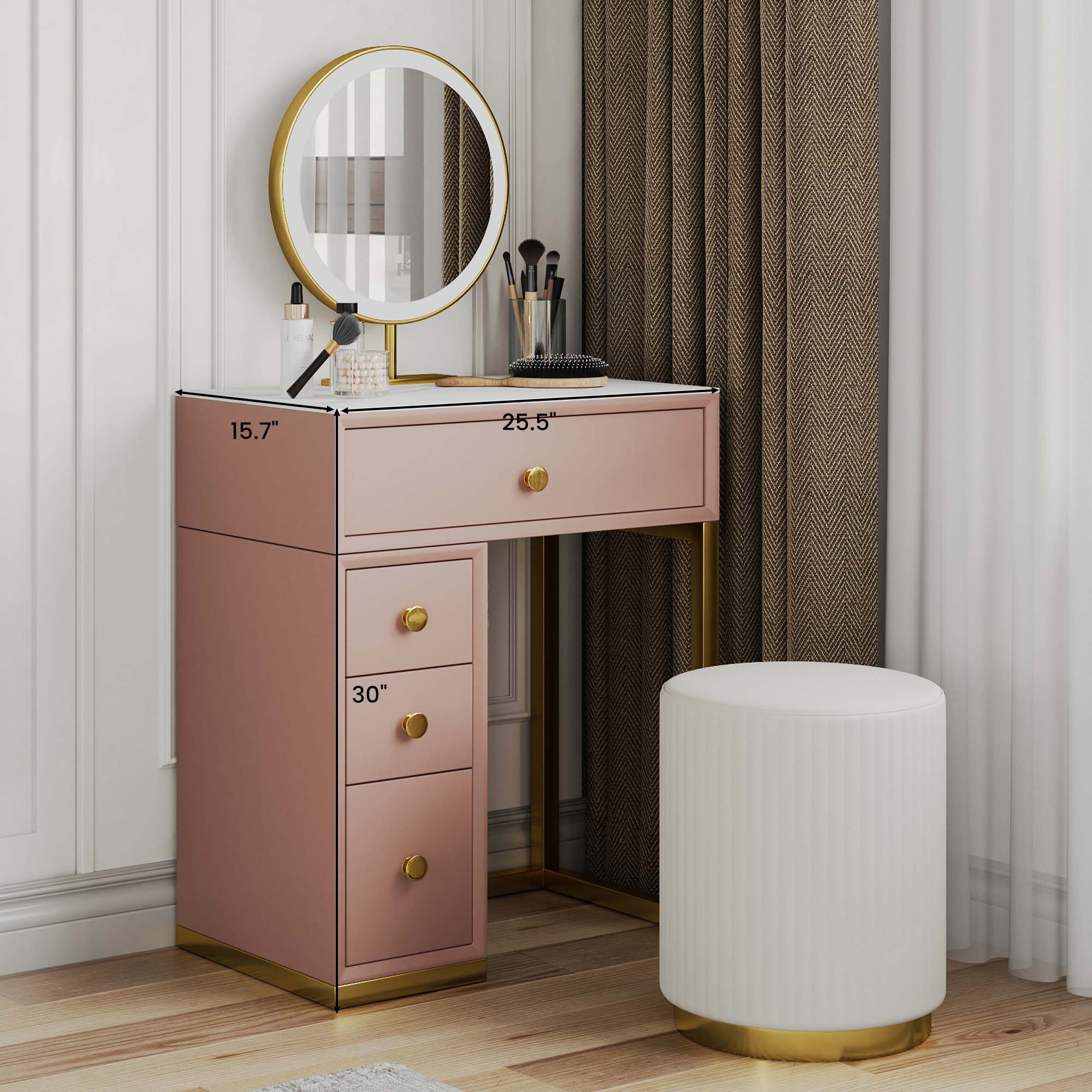 On the Ground Pink Matte Sintered Stone Makeup Vanities