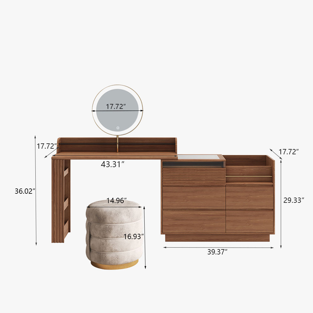 Wood Walnut MDF Makeup Vanities