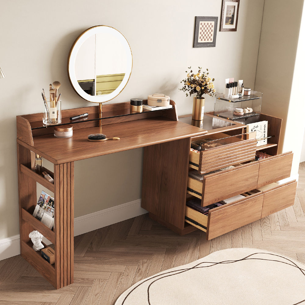 with Chairs Walnut MDF Makeup Vanities