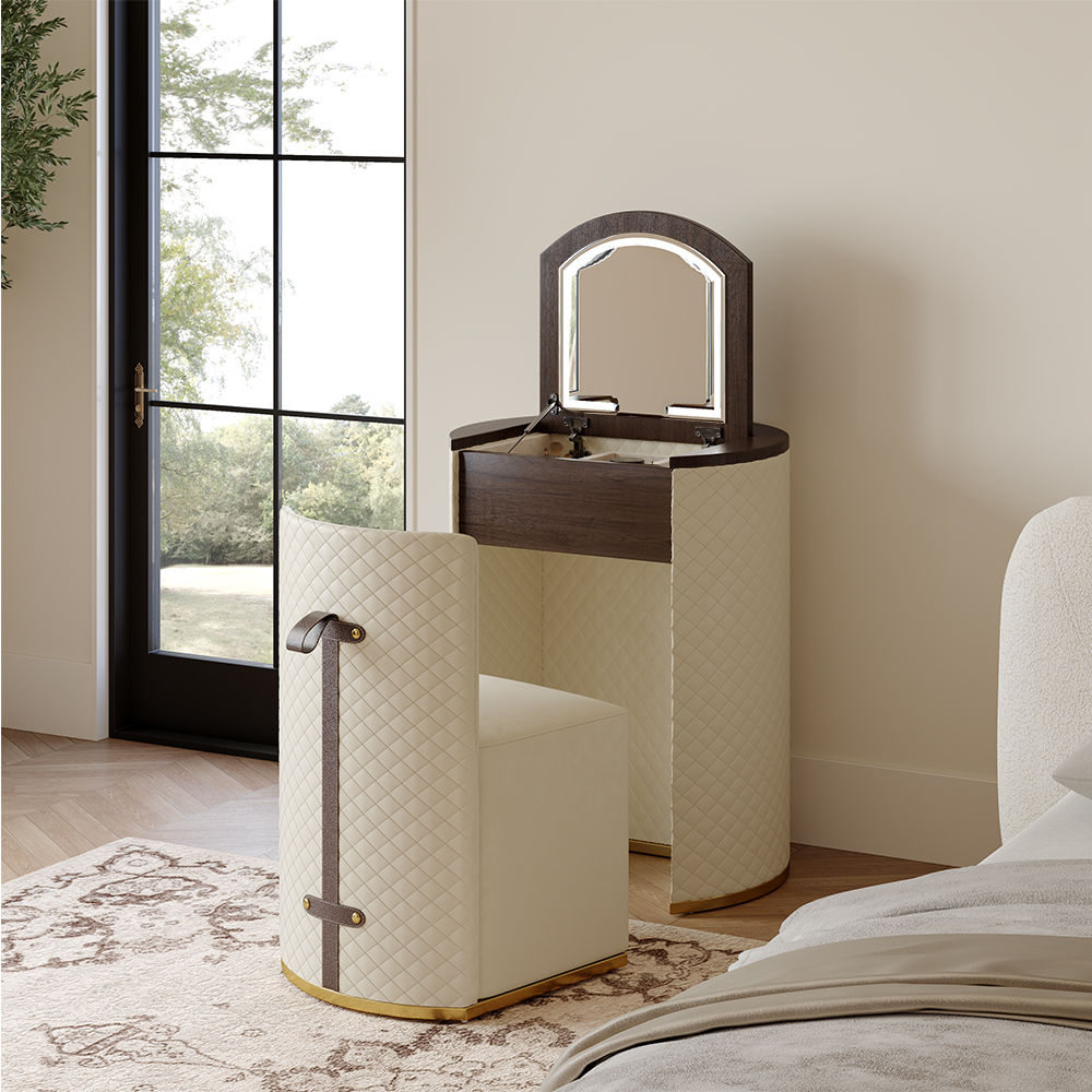 Fully Assemble Beige MDF Makeup Vanities
