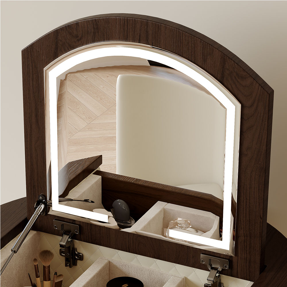 Fully Assemble Beige MDF Makeup Vanities