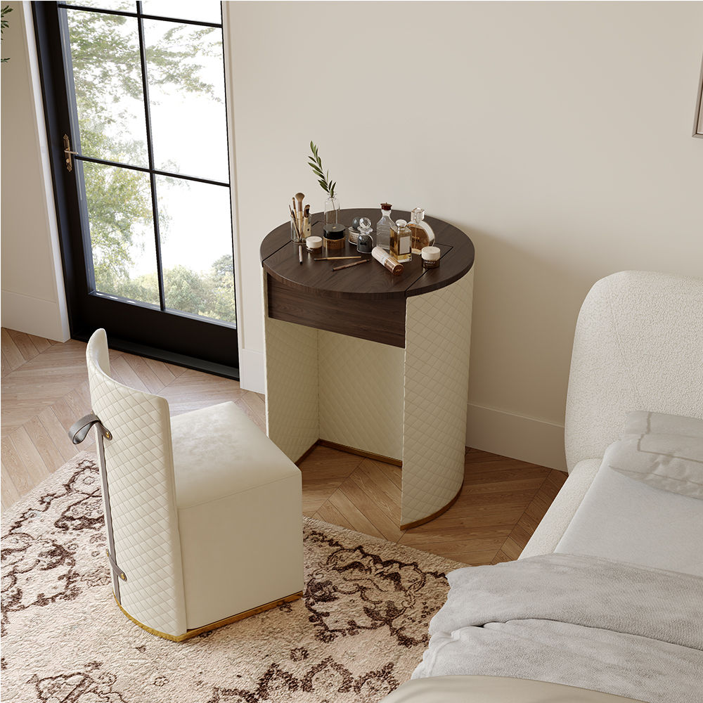 Metal Leg Beige MDF Makeup Vanities