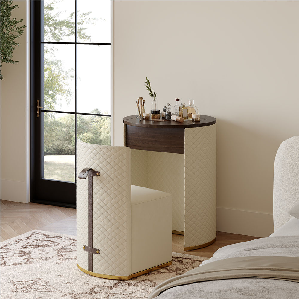 Fully Assemble Beige MDF Makeup Vanities