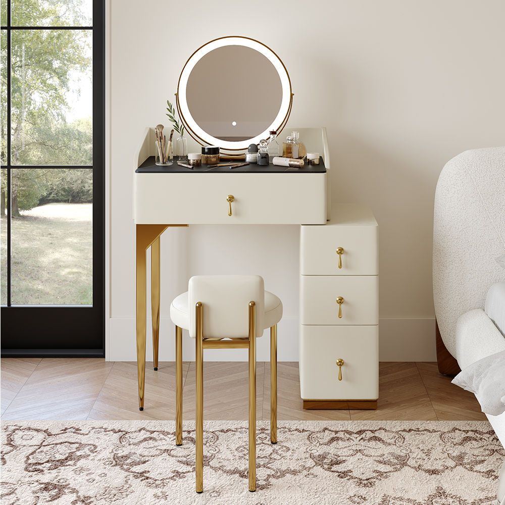 with Cabinets Beige MDF Makeup Vanities