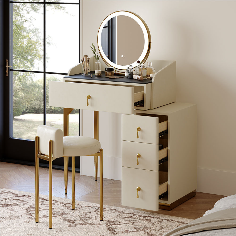 with Light Beige MDF Makeup Vanities