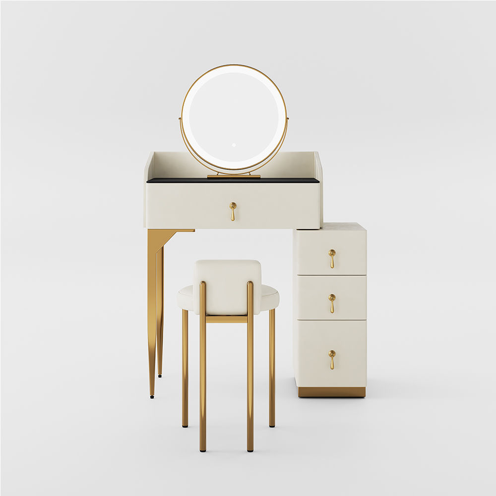 with Chairs Beige MDF Makeup Vanities