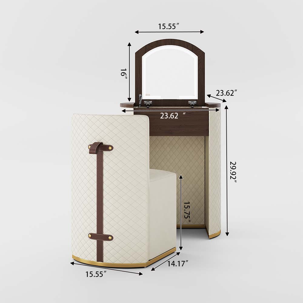 Metal Leg Beige MDF Makeup Vanities