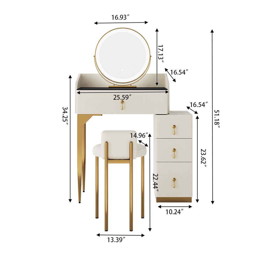 Sintered Stone Beige MDF Makeup Vanities
